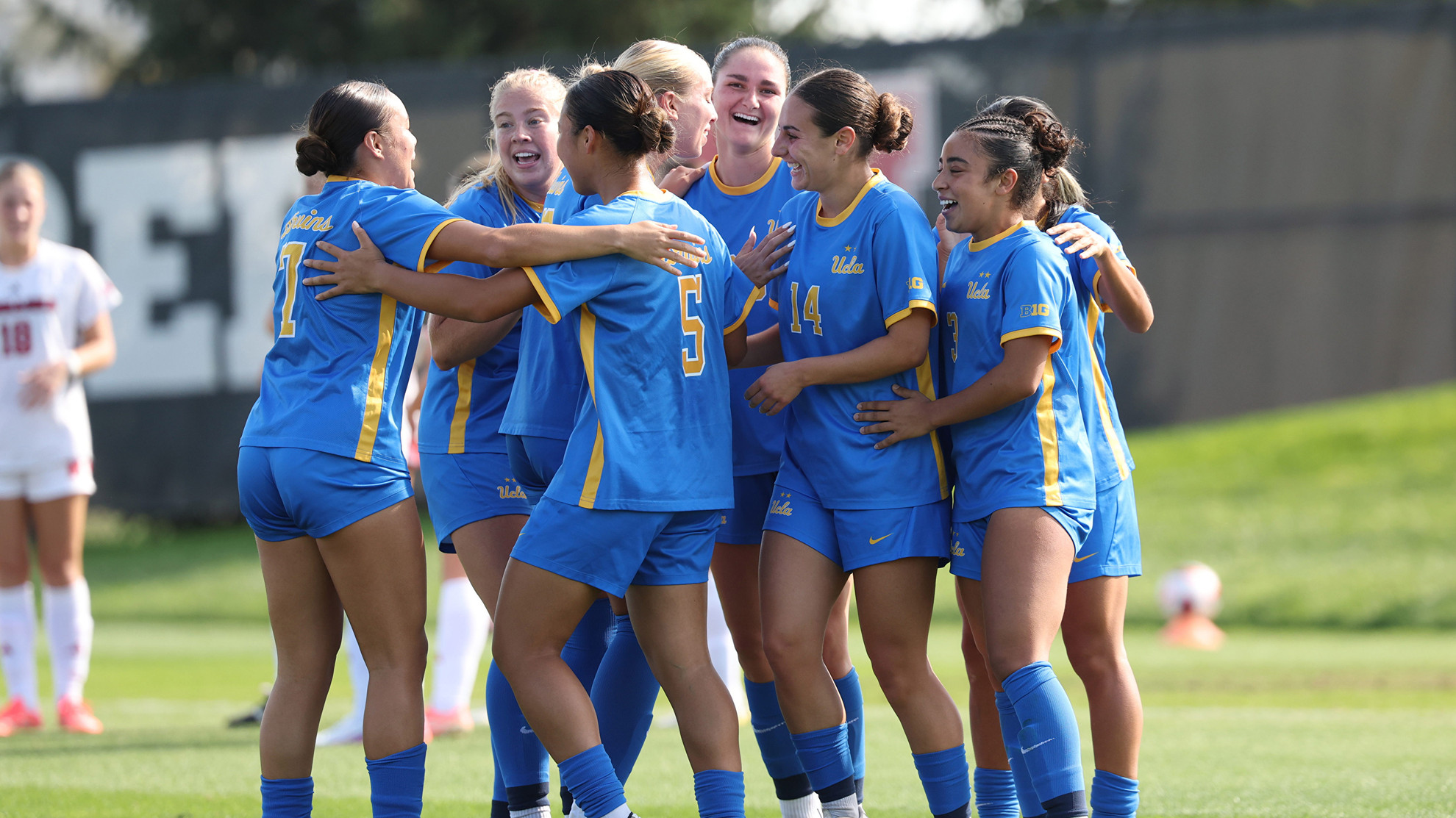 UCLA celebrates Cate Sarinopoulos' goal at Nebraska