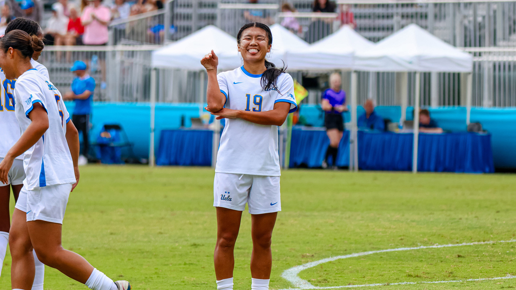 Oruha Hayashi celebrates after scoring a goal