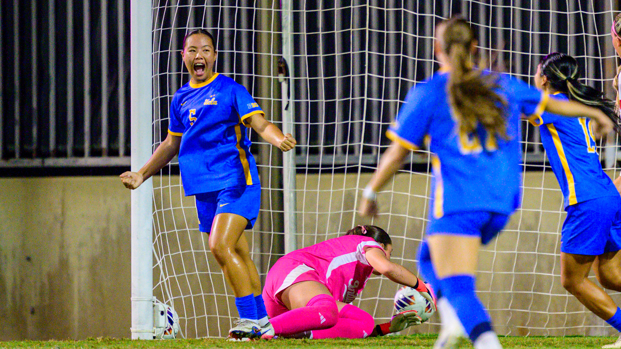 Asa Yamazaki celebrates her first NCAA goal
