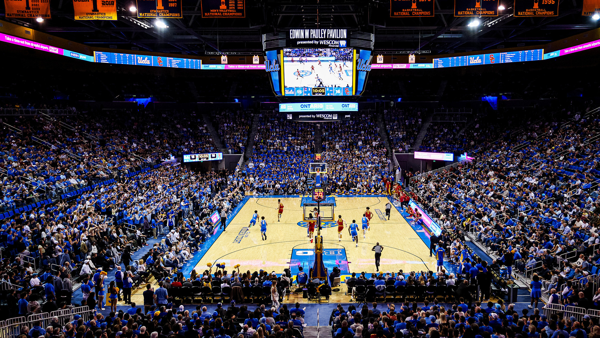 UCLA taking on USC from a higher location inside Pauley Pavilion in 2026